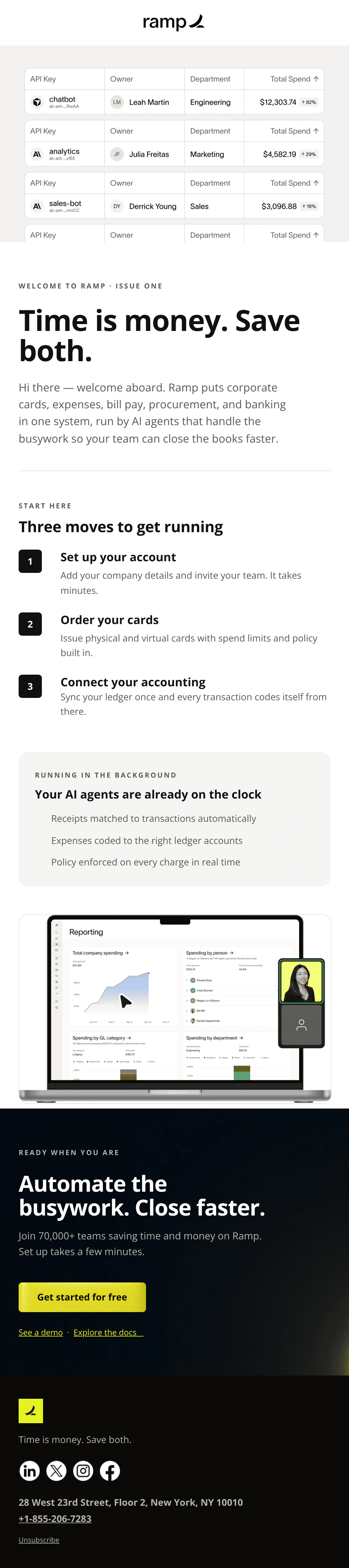 Ramp Welcome email design
