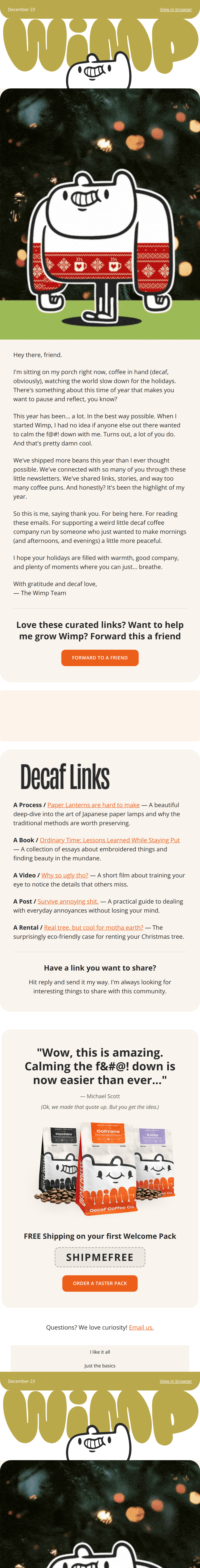 beverage design by Wimp Decaf Coffee Co